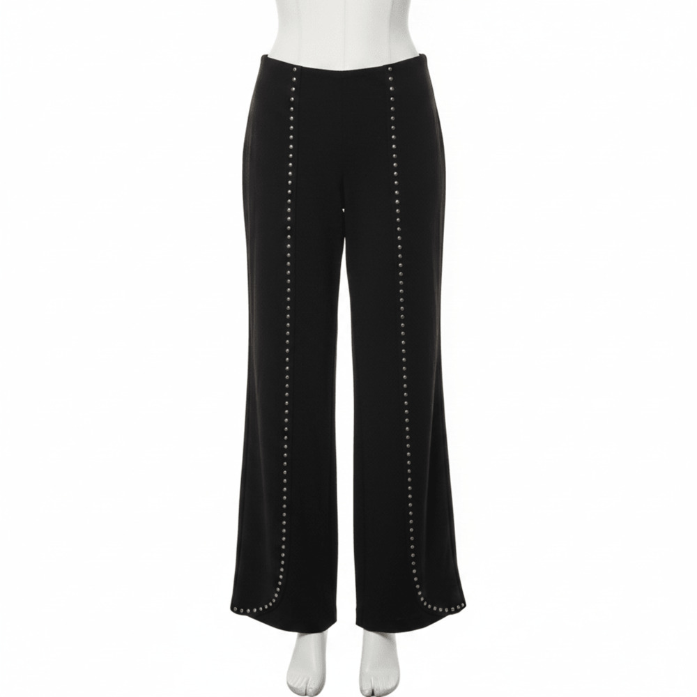 Black Wide Leg Studded Pants